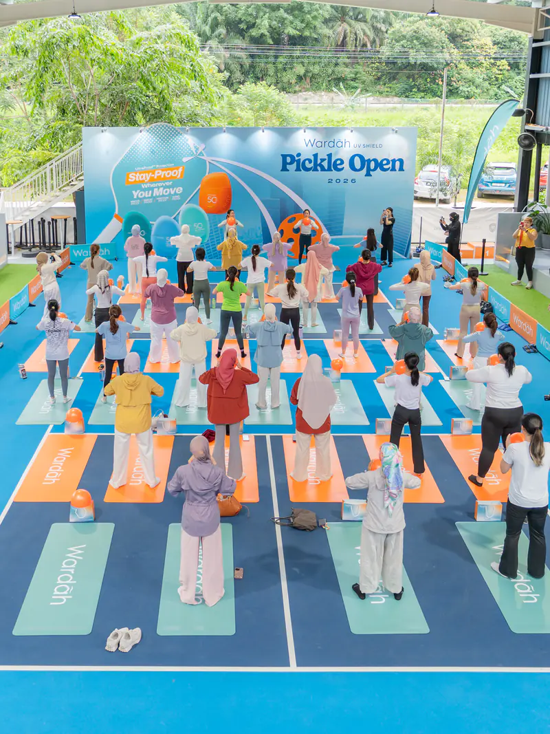 Wardah Pickle Open brand activation by La Memoria — branded outdoor court and participant zone, Malaysia